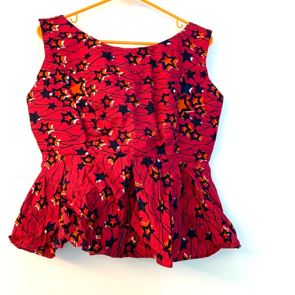 Kente African matching blouse and purse